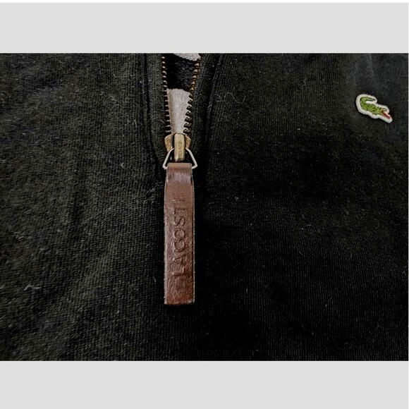 Lacoste Sweater men's Size 5 Large 1/4 Zip Black Long Sleeve Pullover Mock Neck - Picture 3 of 10